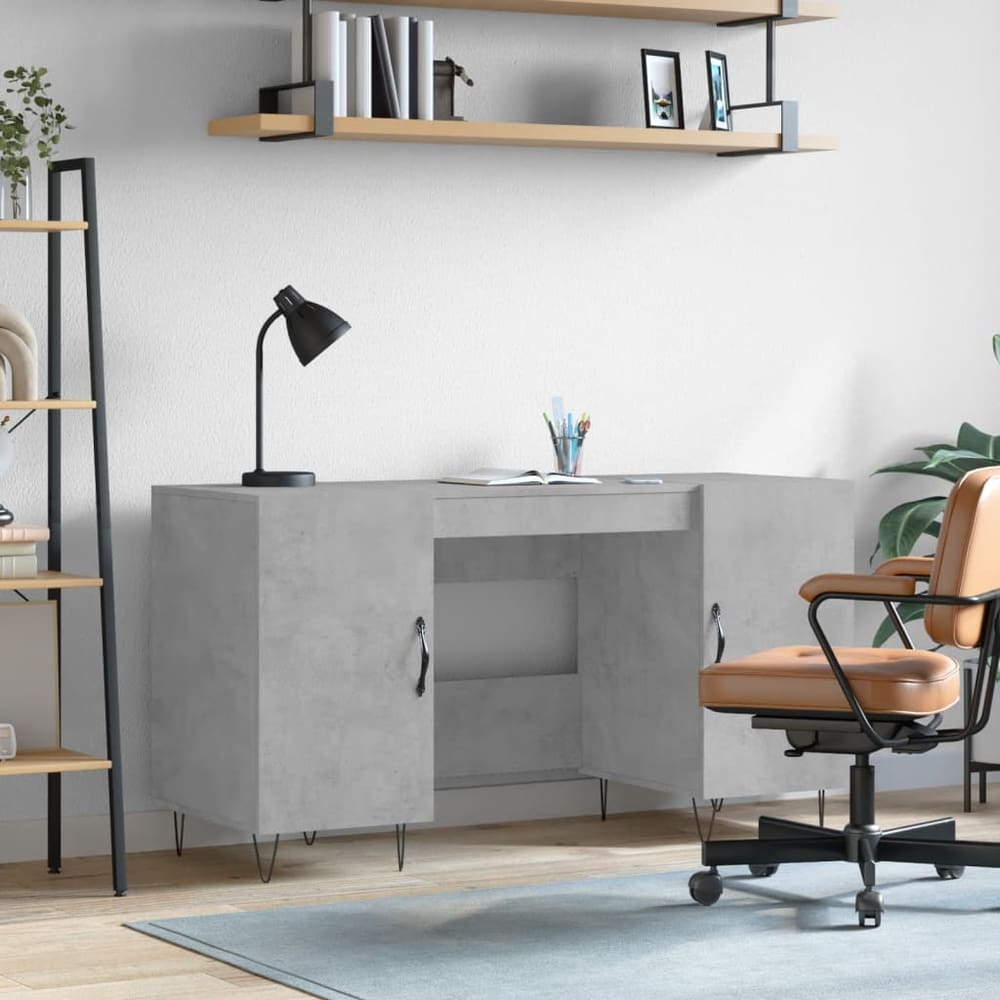 Desk 140x50x75 cm Engineered Wood Concrete grey