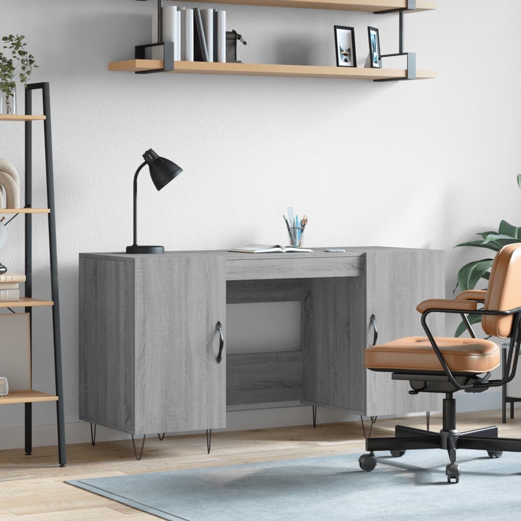 Desk 140x50x75 cm Engineered Wood Grey sonoma