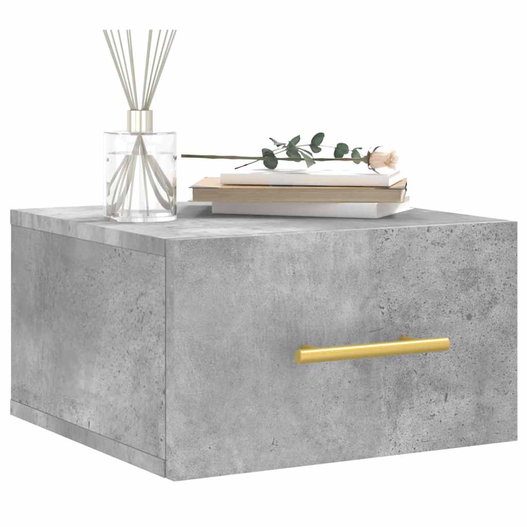 vidaXL Wall-mounted Bedside Cabinets 2 pcs Concrete Grey 35x35x20 cm 3