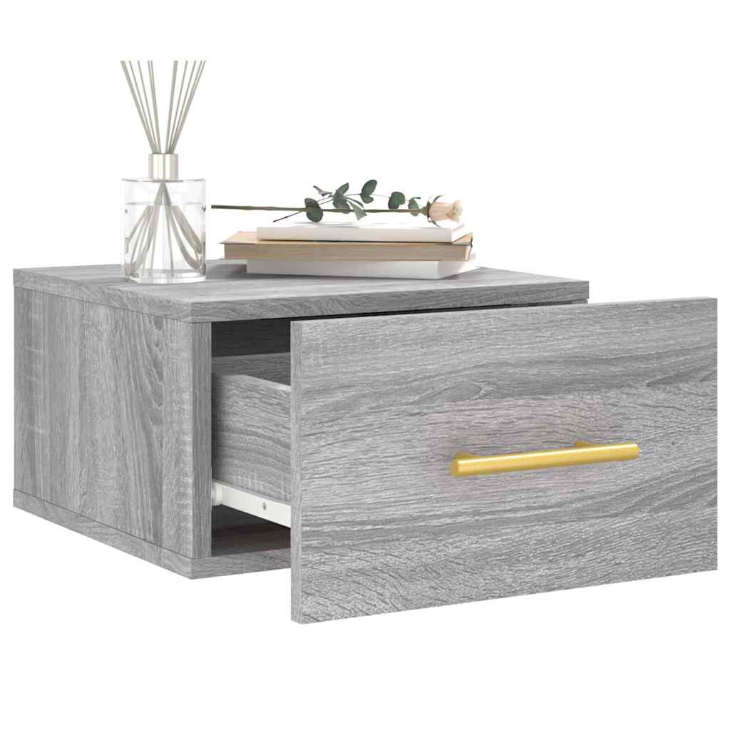 vidaXL Wall-mounted Bedside Cabinets 2 pcs Grey Sonoma 35x35x20 cm 4