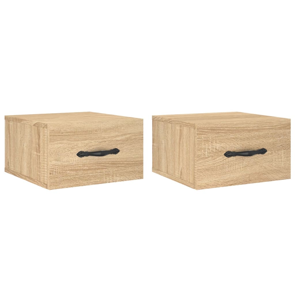 vidaXL Wall-mounted Bedside Cabinets 2 pcs Sonoma Oak 35x35x20 cm 2