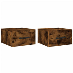 vidaXL Wall-mounted Bedside Cabinets 2 pcs Smoked Oak 35x35x20 cm 2