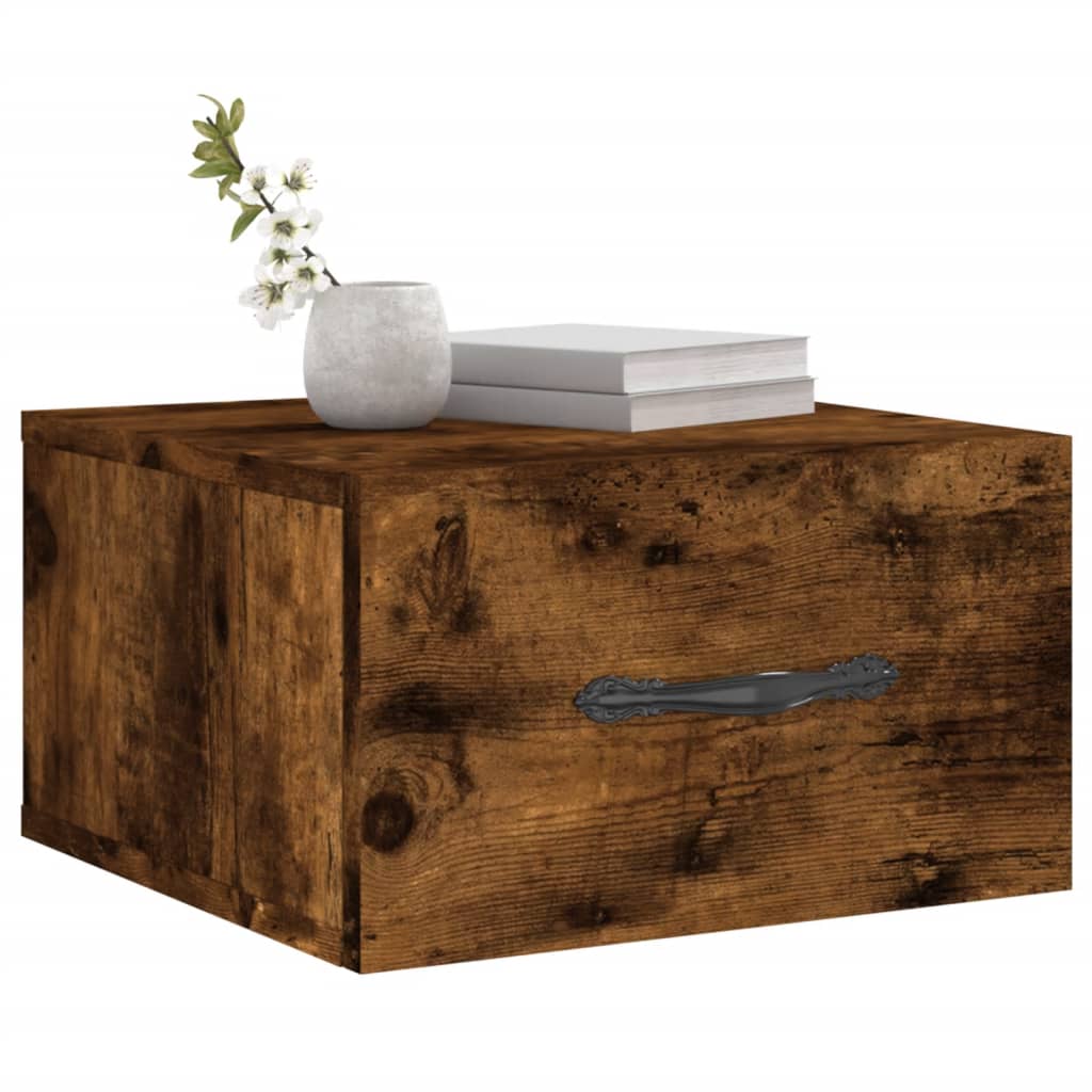vidaXL Wall-mounted Bedside Cabinets 2 pcs Smoked Oak 35x35x20 cm 3