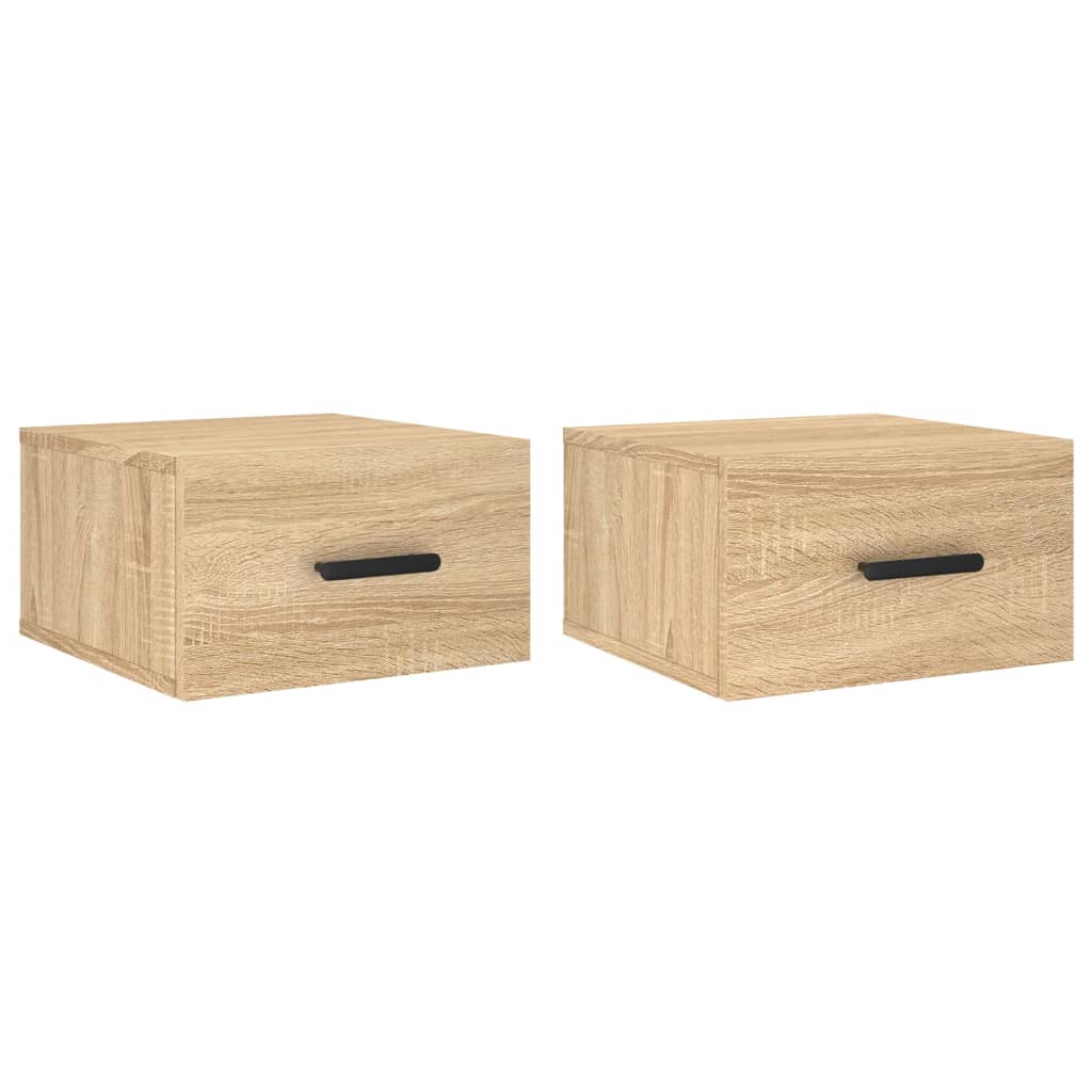 vidaXL Wall-mounted Bedside Cabinets 2 pcs Sonoma Oak 35x35x20 cm 2