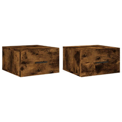 vidaXL Wall-mounted Bedside Cabinets 2 pcs Smoked Oak 35x35x20 cm 2