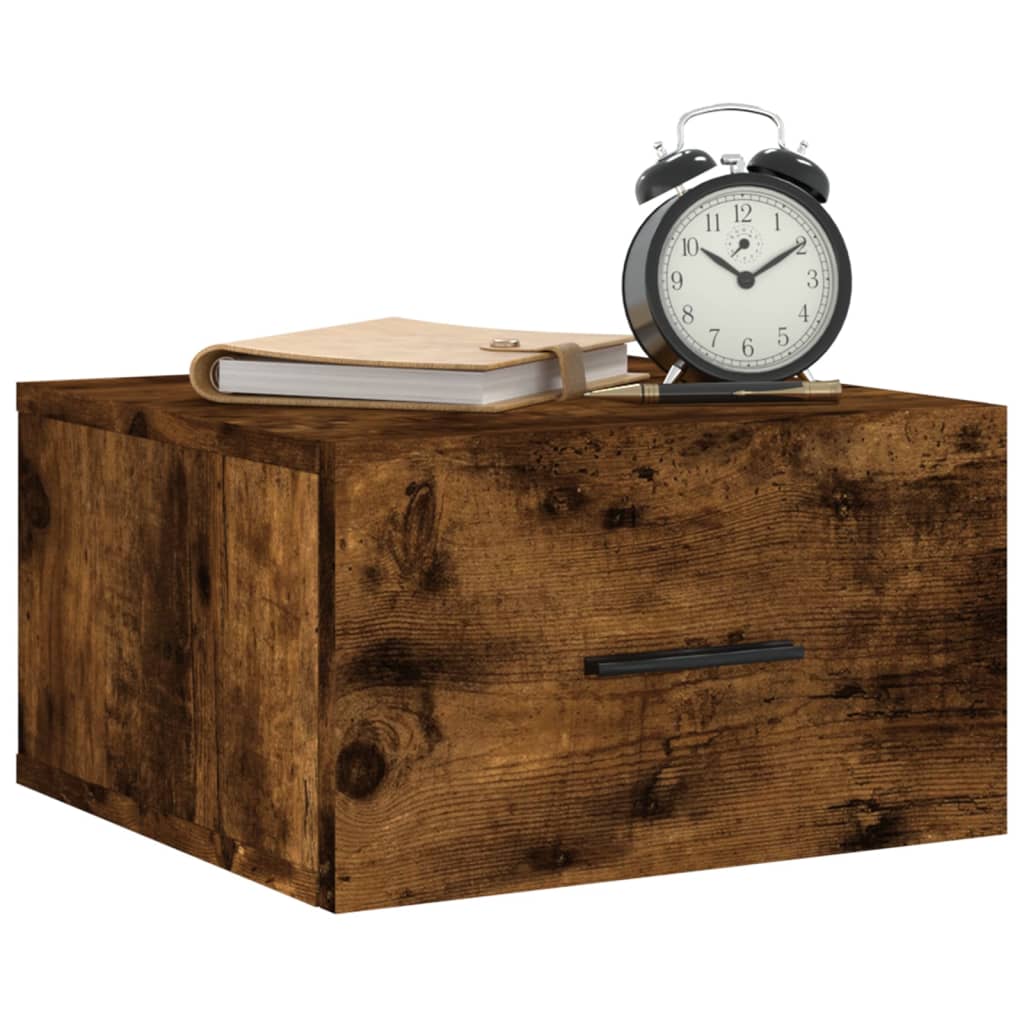 vidaXL Wall-mounted Bedside Cabinets 2 pcs Smoked Oak 35x35x20 cm 3