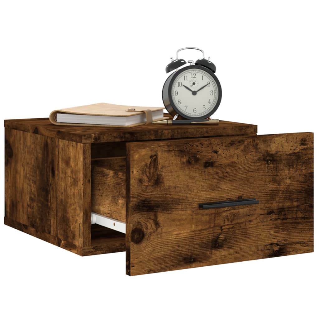 vidaXL Wall-mounted Bedside Cabinets 2 pcs Smoked Oak 35x35x20 cm 4