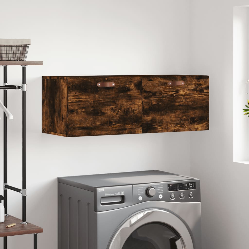 vidaXL Wall Cabinet Smoked Oak 100x36,5x35 cm Engineered Wood 1