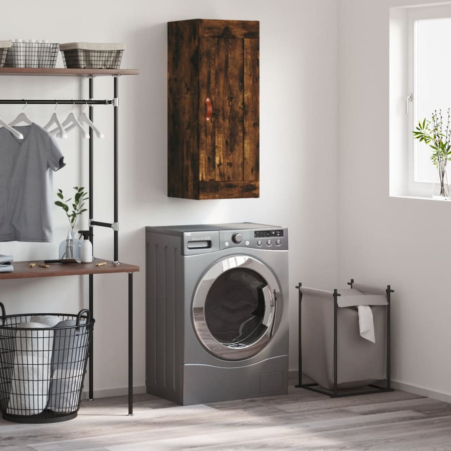 vidaXL Wall Mounted Cabinet Smoked Oak 34,5x34x90 cm Engineered Wood 1
