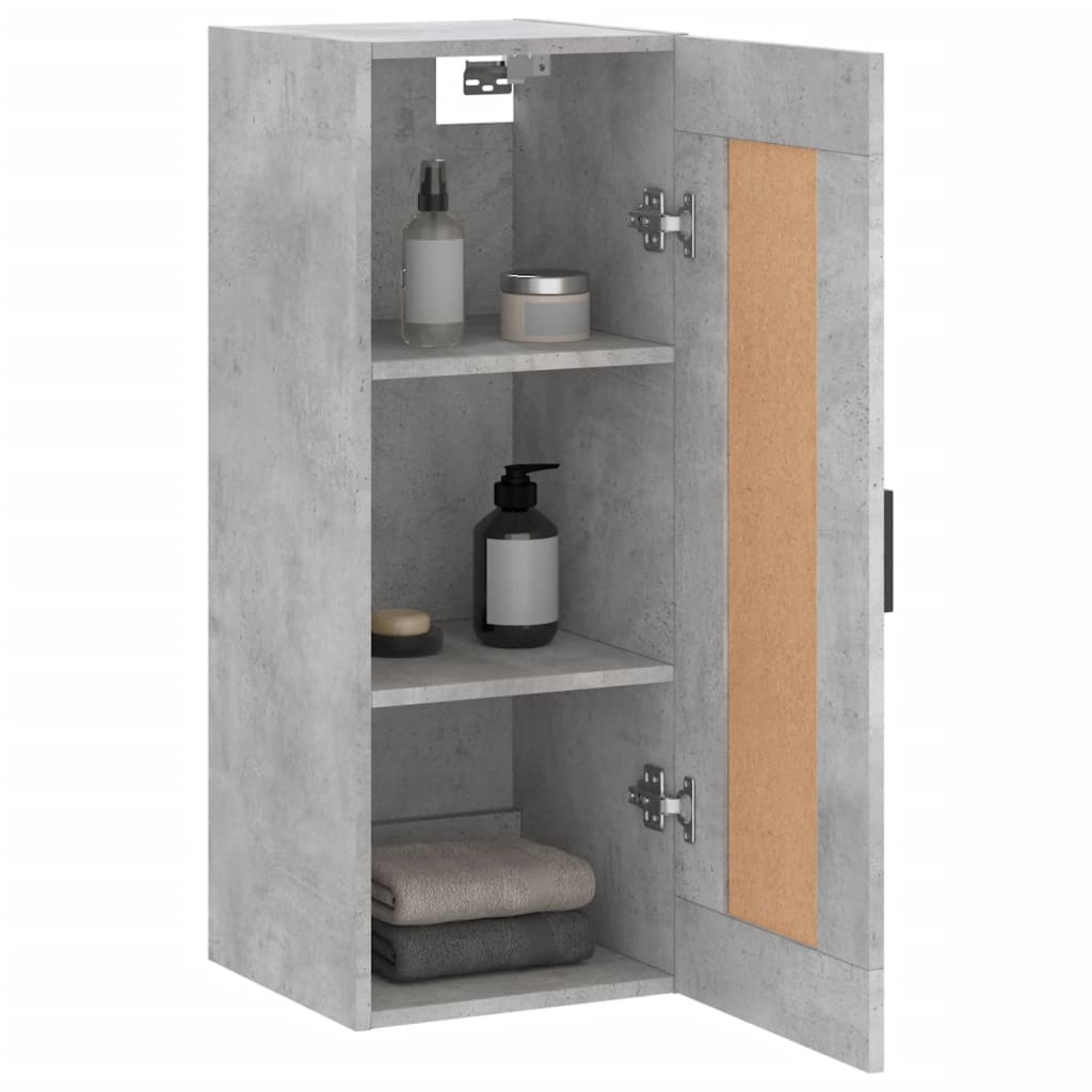 vidaXL Wall Mounted Cabinet Concrete Grey 34.5x34x90 cm Engineered Wood 5