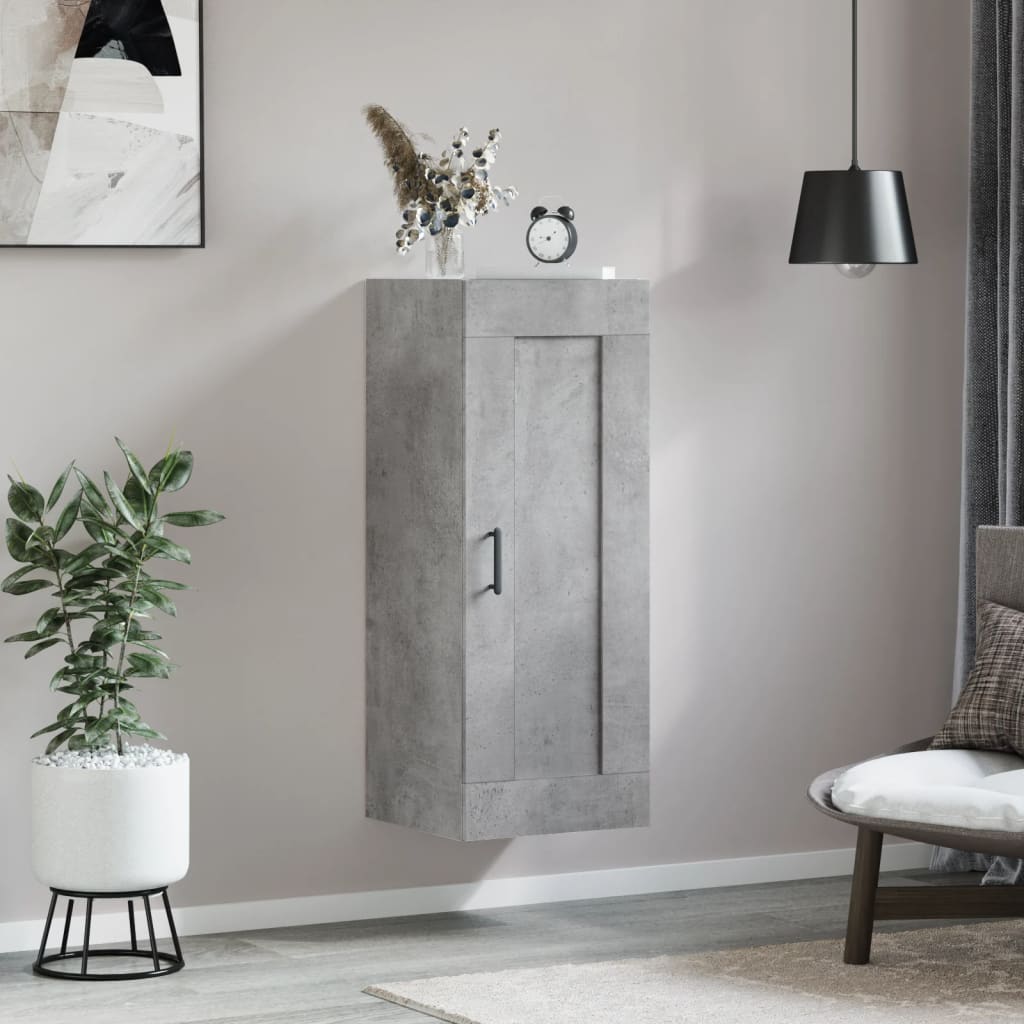 vidaXL Wall Mounted Cabinet Concrete Grey 34.5x34x90 cm Engineered Wood 3