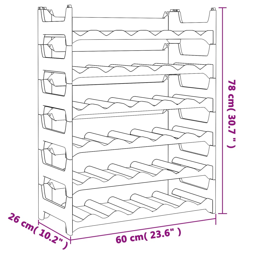 vidaXL Wine Rack for 36 Bottles PP Stackable 6
