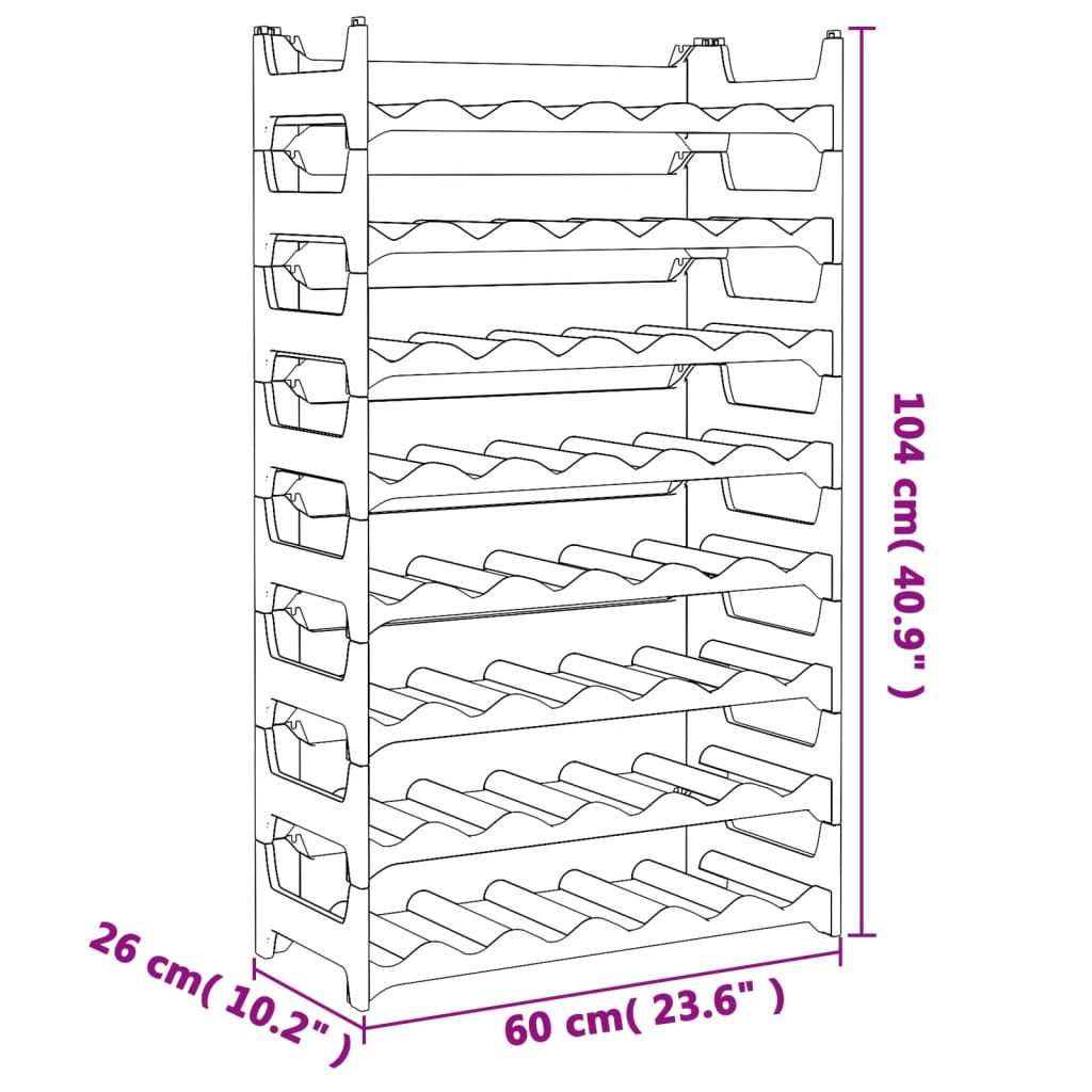vidaXL Wine Rack for 48 Bottles PP Stackable 6