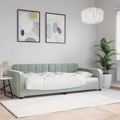 Daybed 90x190 cm Velvet Light grey Without mattress