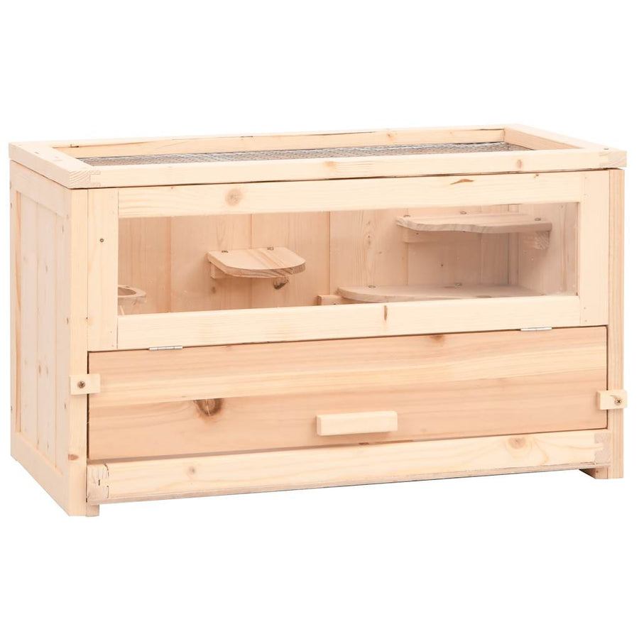 vidaXL Hamster Cage 60x30x35 cm Solid Wood Fir 1
