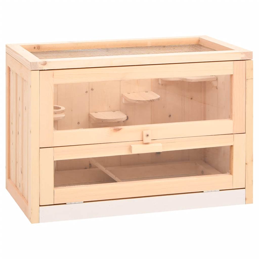 vidaXL Hamster Cage 60x35,5x42 cm Solid Wood Fir 2