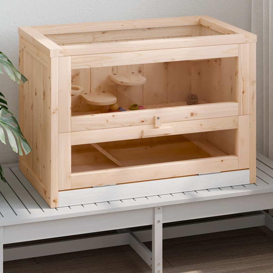 vidaXL Hamster Cage 60x35,5x42 cm Solid Wood Fir 1