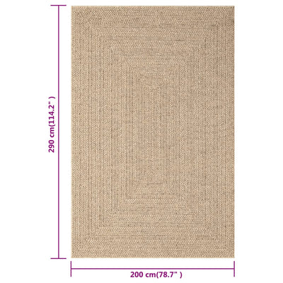 Rug 200x290 cm Jute Look Indoor and Outdoor