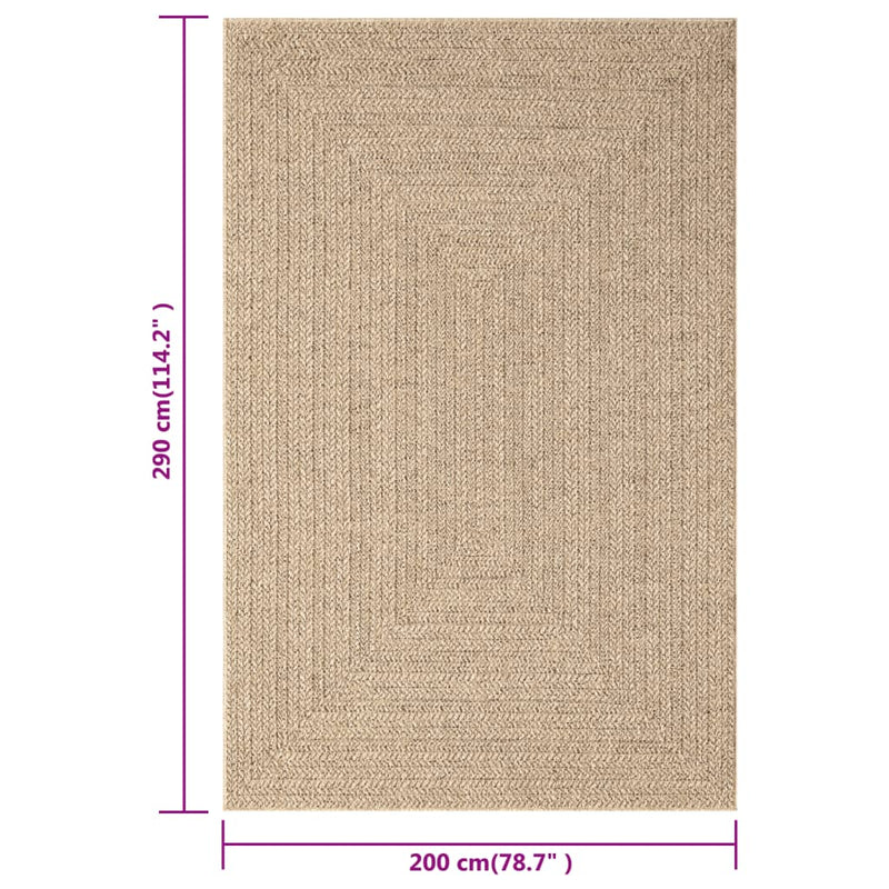 Rug 200x290 cm Jute Look Indoor and Outdoor