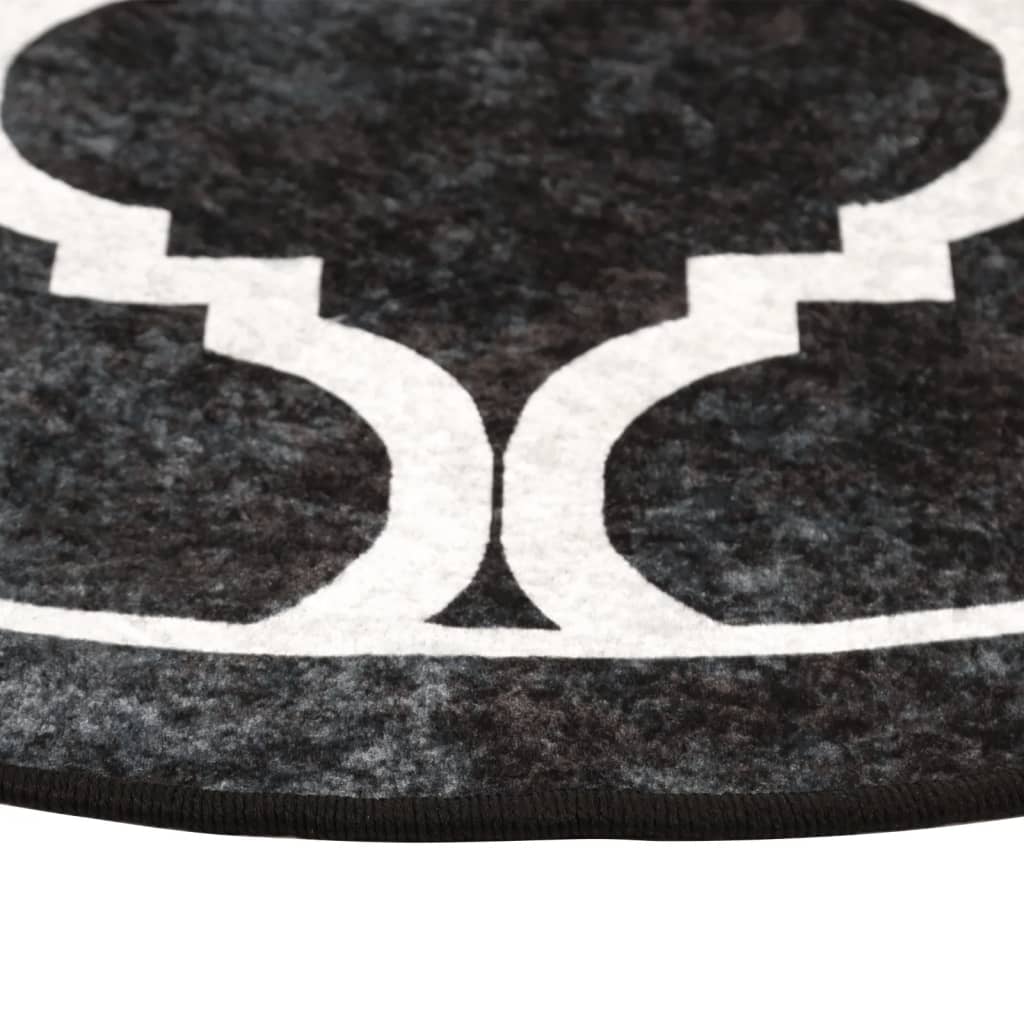 vidaXL Rug Washable Black and White Ø 120 cm 4
