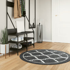 vidaXL Rug Washable Black and White Ø 120 cm 1