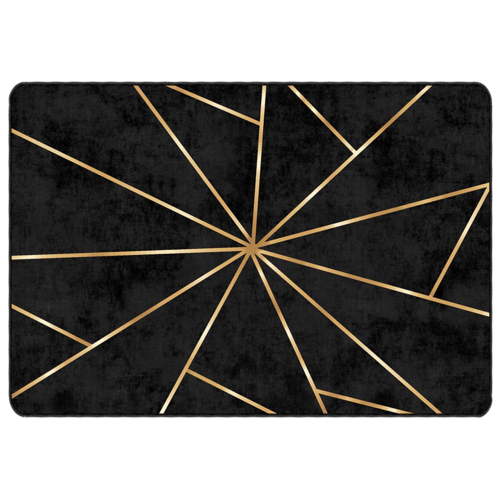 Rug Washable Black and Gold 160 x 230 cm