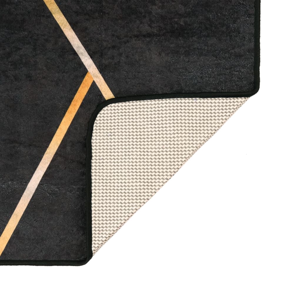 Rug Washable Black and Gold 160 x 230 cm