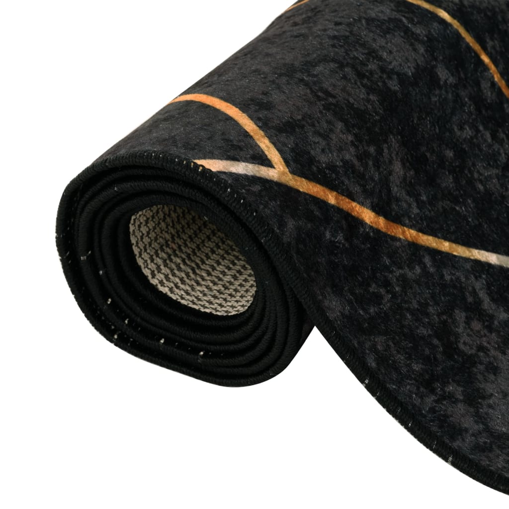 Rug Washable Black and Gold 160 x 230 cm