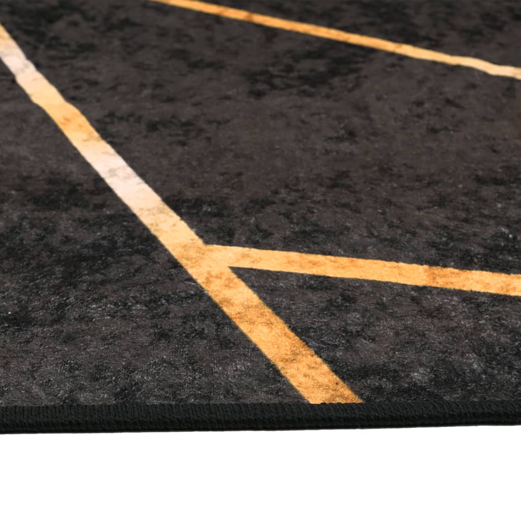 Rug Washable Black and Gold 160 x 230 cm