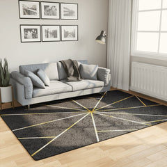 vidaXL Rug Washable Black and Gold 160x230 cm Anti Slip 1