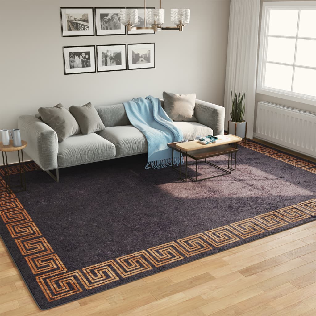 Rug Washable and Gold Black 400 x 300 cm