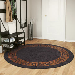 Rug Washable and Gold Black Ø 200 cm
