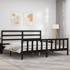 vidaXL Bed Frame without Mattress Black 200x200 cm Solid Wood Pine 3