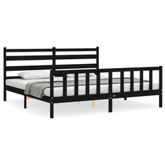 vidaXL Bed Frame without Mattress Black 200x200 cm Solid Wood Pine 2