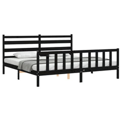 vidaXL Bed Frame without Mattress Black 200x200 cm Solid Wood Pine 4