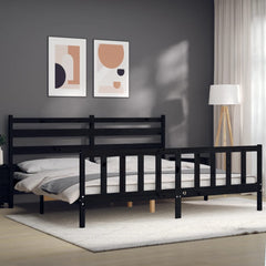 vidaXL Bed Frame without Mattress Black 200x200 cm Solid Wood Pine 3