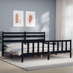 vidaXL Bed Frame without Mattress Black 200x200 cm Solid Wood Pine 1
