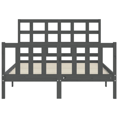 Bed Frame with Headboard Grey 140x190 cm Solid Wood