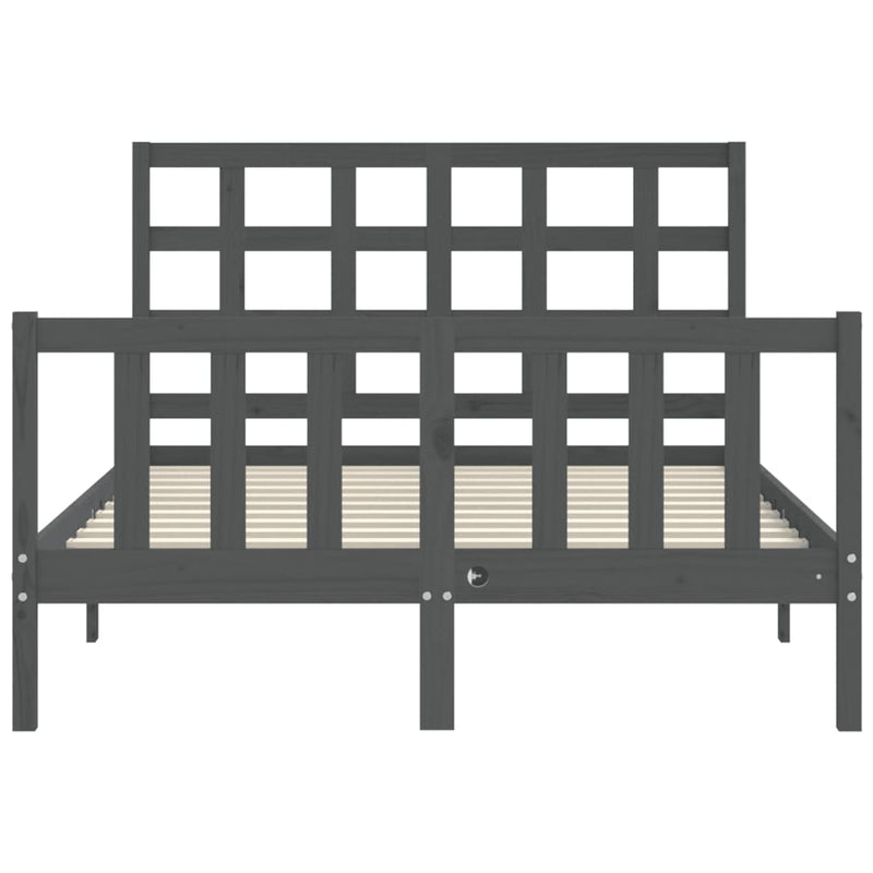 Bed Frame with Headboard Grey 140x190 cm Solid Wood