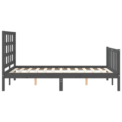 Bed Frame with Headboard Grey 140x190 cm Solid Wood