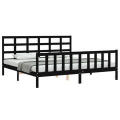 vidaXL Bed Frame without Mattress Black 200x200 cm Solid Wood Pine 4