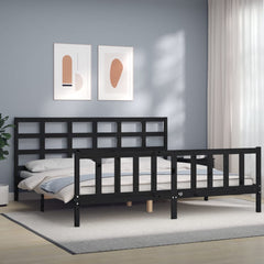 vidaXL Bed Frame without Mattress Black 200x200 cm Solid Wood Pine 1
