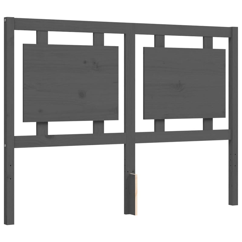 Bed Frame with Headboard Grey 140x190 cm Solid Wood