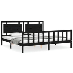 vidaXL Bed Frame without Mattress Black 200x200 cm Solid Wood Pine 2