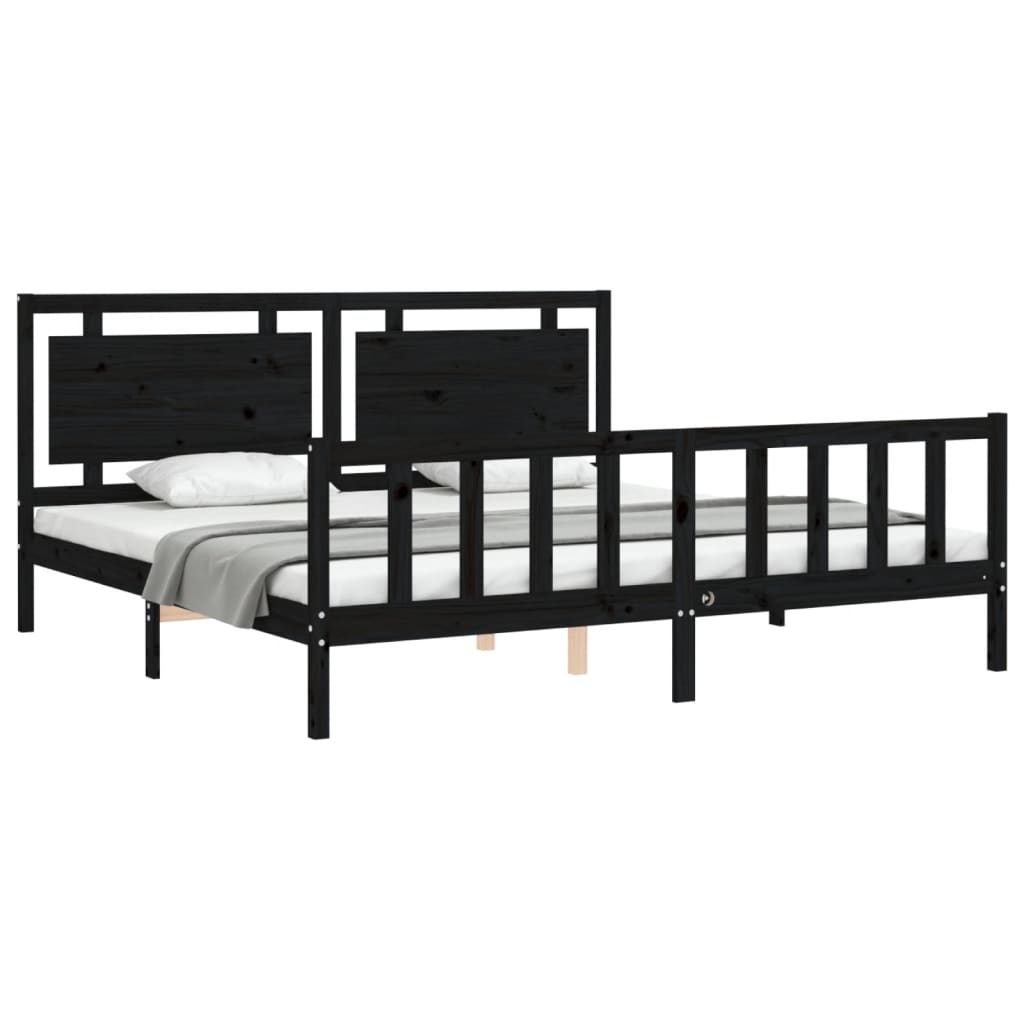 vidaXL Bed Frame without Mattress Black 200x200 cm Solid Wood Pine 3