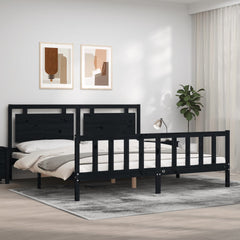 vidaXL Bed Frame without Mattress Black 200x200 cm Solid Wood Pine 1