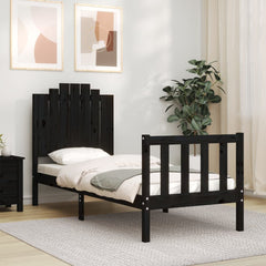 vidaXL Bed Frame without Mattress Black Small Single Solid Wood Pine 4