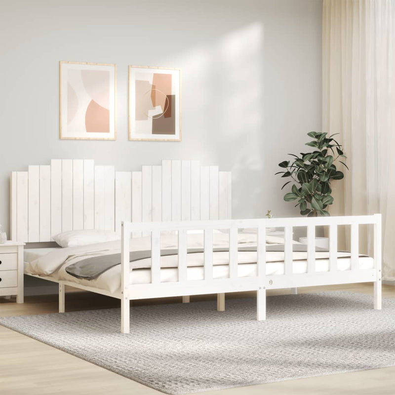 Bed Frame with Headboard White 200x200 cm Solid Wood