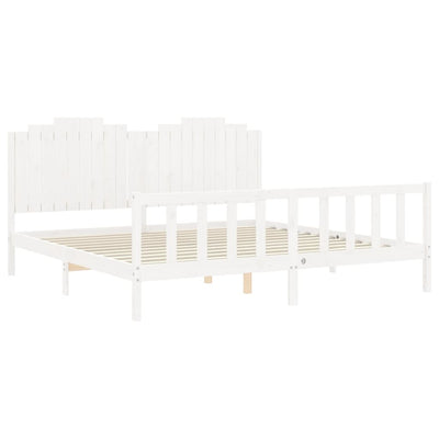 Bed Frame with Headboard White 200x200 cm Solid Wood