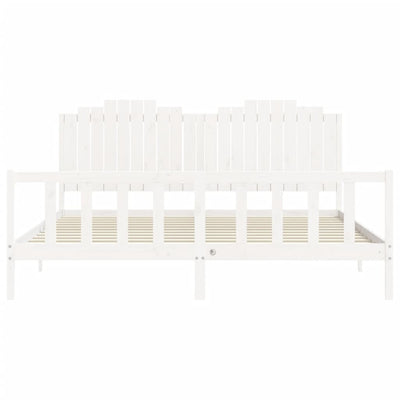 Bed Frame with Headboard White 200x200 cm Solid Wood